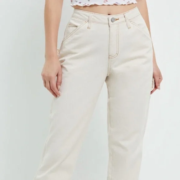 PacSun Wide Leg Carpenter Ultra High Waist Cream Color Jeans Size 27 - Picture 3 of 16